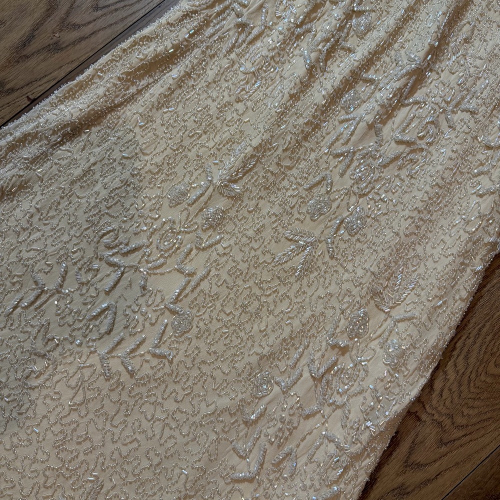 Vintage 100% Silk Beaded Dress Vintage Beaded Dress Vintage Wedding Dress Prom - Picture 16 of 17